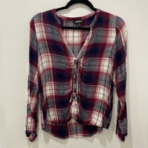 Front Lace Flannel Top